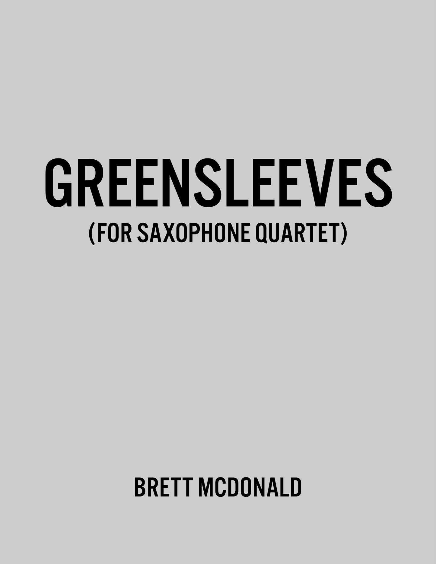 Greensleeves (For Saxophone Quartet)